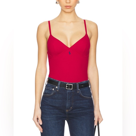 Polo Ralph Lauren Stretch Cotton Rib Thong Bodysuit - Picture 1 of 11